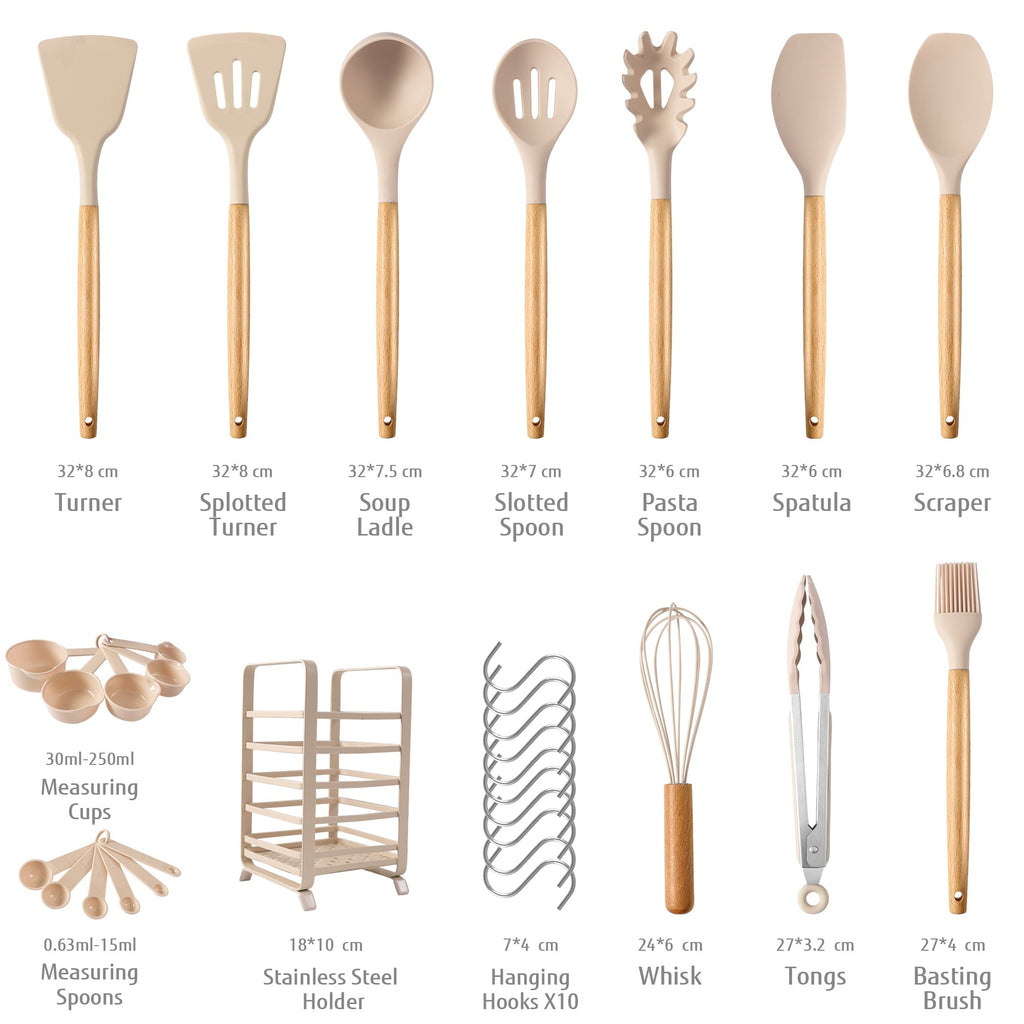 32 PCS Silicone Cooking Utensils Set, 446°F for Nonstick Cookware