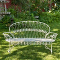 Garden Bench with Curved Back Paris 1968 in Antique White - 34.96 x21.65 x38.58