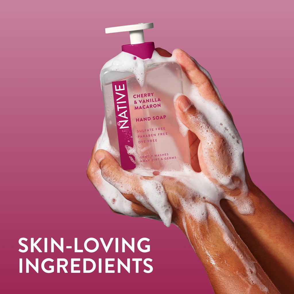 Liquid Hand Soap, Cherry & Vanilla Macaron, Non-drying, Naturally Derived Cleansers, Sulfate Free, 13 fl oz