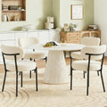 DUMOS Dining Chairs Set of 4, Mid Century Modern Chair Round Upholstered Curved Backrest, Kitchen Vanity Living Room Chairs with Black Metal LegsLight Beige