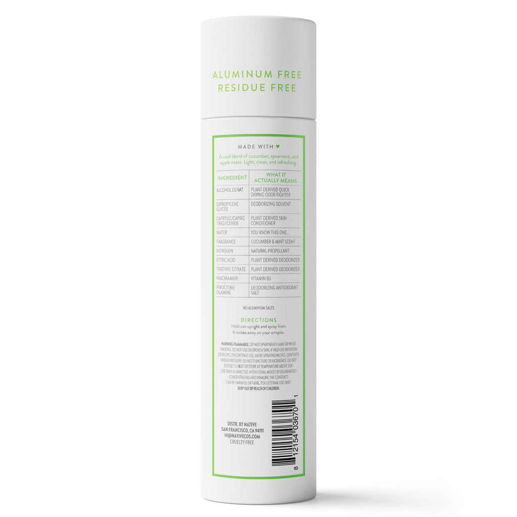 Aluminum Free Deodorant Spray For Women, 72 Hour Deodorant Spray, Cucumber & Mint, 3.5oz