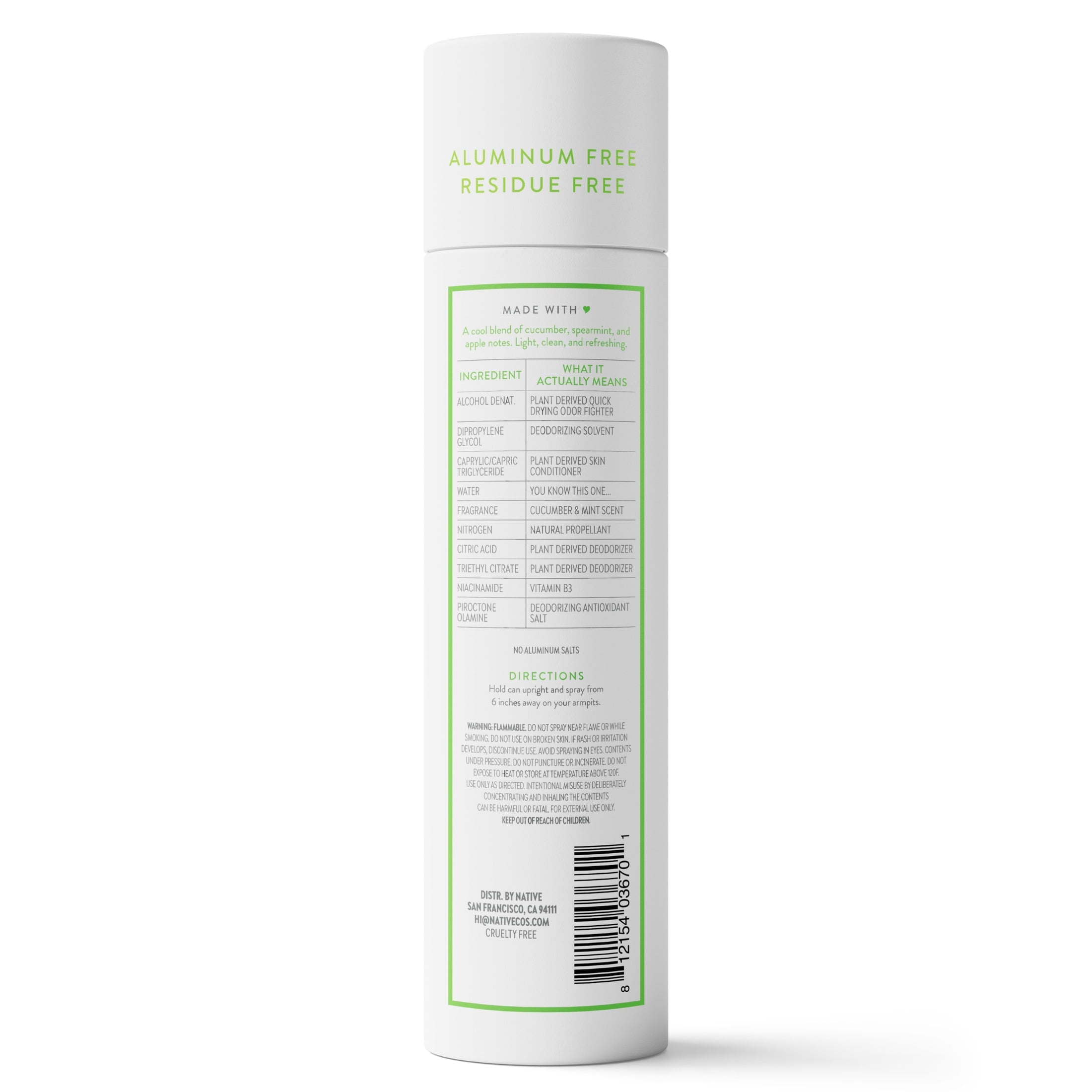 Aluminum Free Deodorant Spray For Women, 72 Hour Deodorant Spray, Cucumber & Mint, 3.5oz