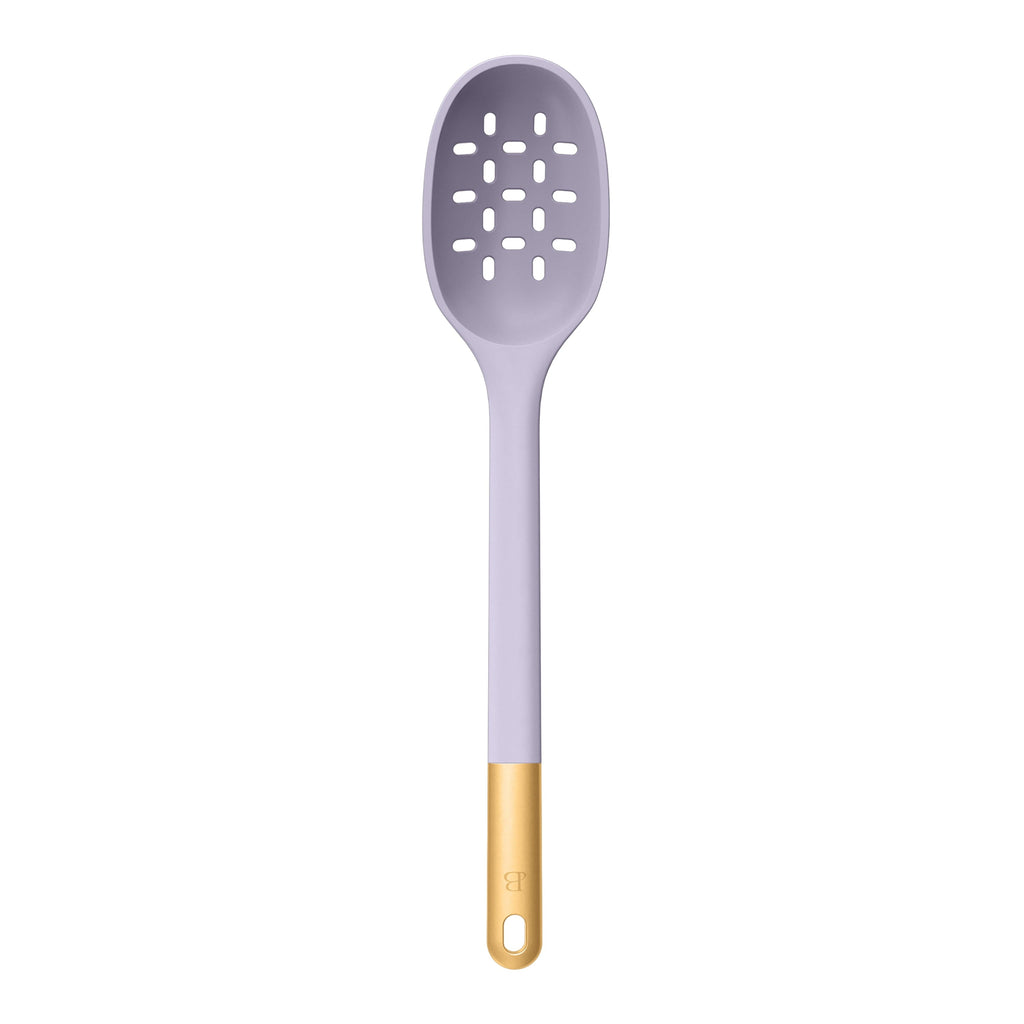 6-Piece Silicone Kitchen Utensil Tool Set with Rotating Rack by Drew Barrymore, Porcini Taupe