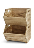 Better Homes & Gardens 2-Piece Set Natural Wood Stacking Open Front Decorative Storage Bins, 11 in x 16.5 in x 10 in