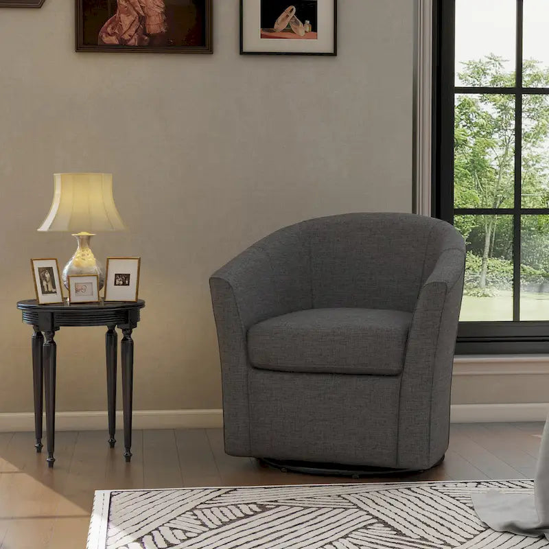 Modern Upholstered Swivel Barrel Chair Living Room Accent Chair