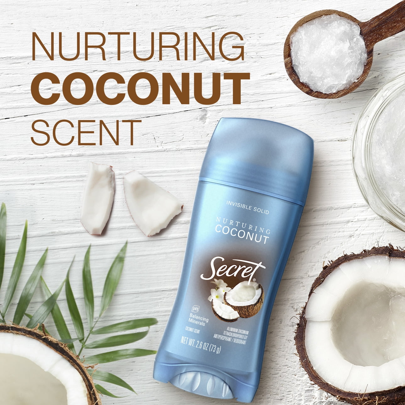 Invisible Solid Antiperspirant Deodorant, Coconut Scent, 2.6 oz