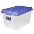 Hefty HI-RISE 72 Quart Large Latching Storage Bin, Clear Plastic Storage Container with HI-RISE Latch Lid, Blue