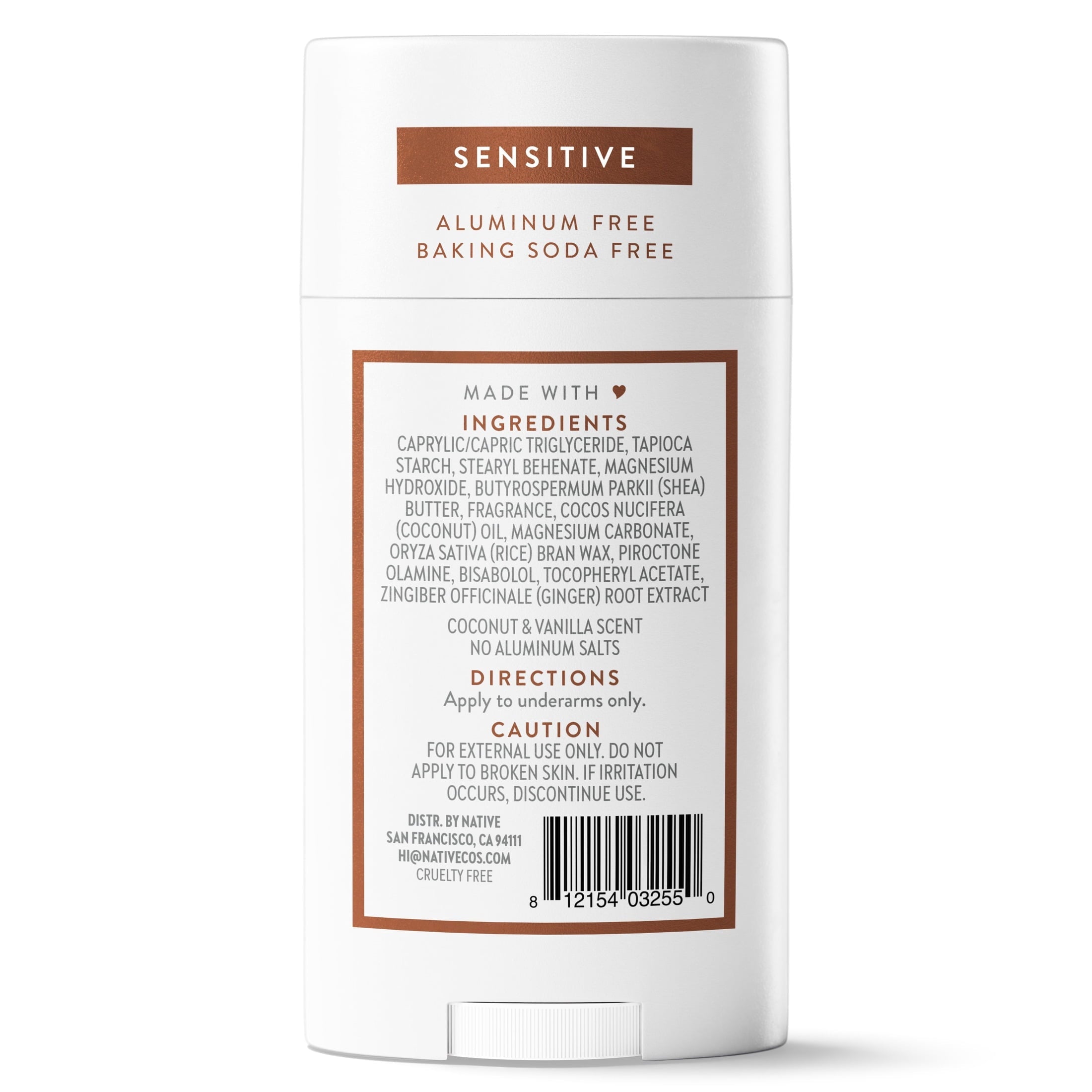 Deodorant, Sensitive, Aluminum Free, Coconut & Vanilla, for Women and Men, 2.65 oz