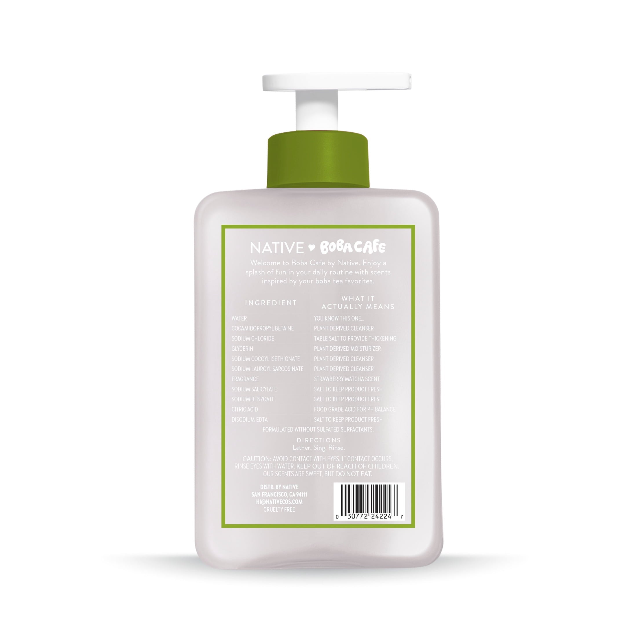 Liquid Hand Soap, Limited Edition Strawberry Matcha, Sulfate Free Hand Soap, Boba Café, 13 fl oz