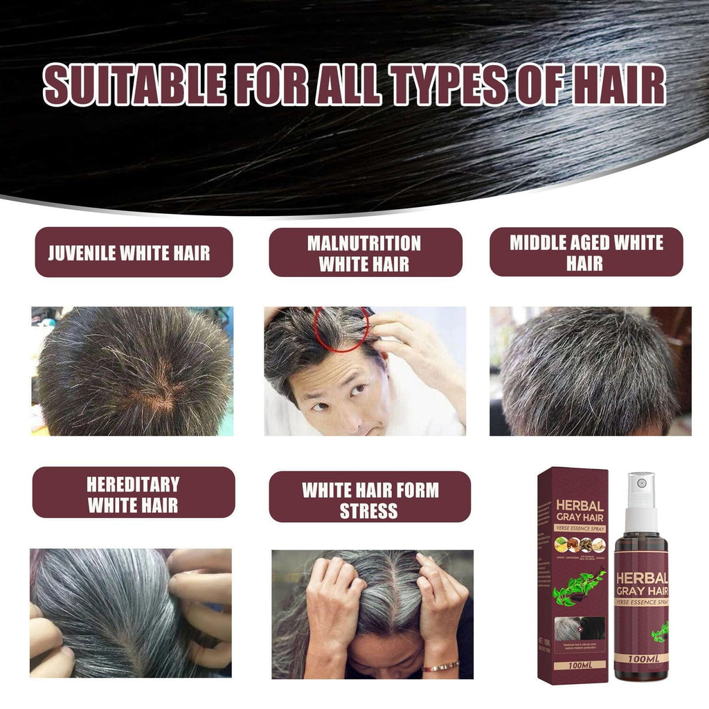 Gray Hair Spray, 100ml Hair Darkening Conditioner Spray, Hair Coloring Spray, Hair Darkening Conditioner, Reverse Grey Hair,Hair Coloring Essence for 4 Weeks Gradual Results