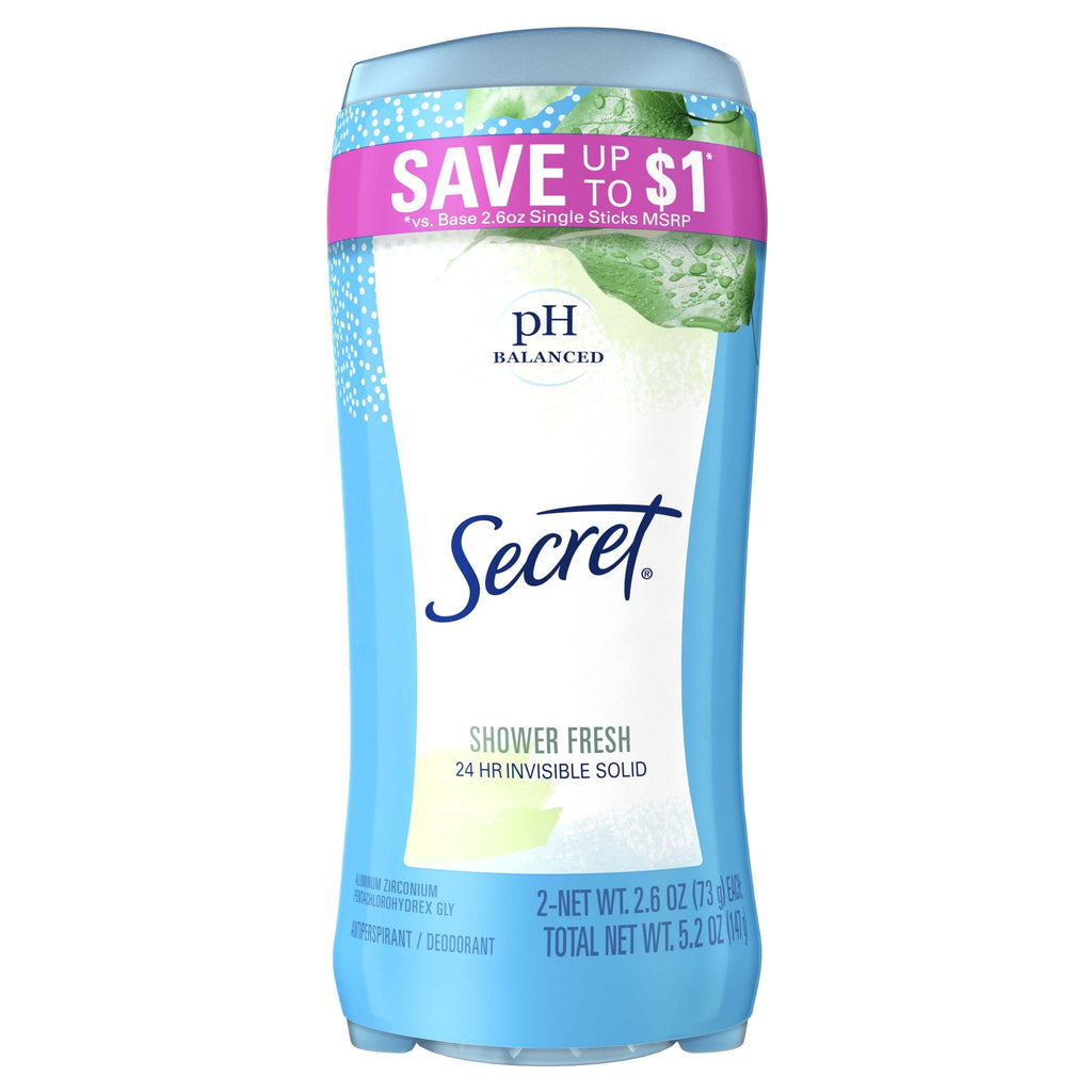Invisible Solid Antiperspirant Deodorant for Women, Shower Fresh, 2.6 oz Each, 2 Pack