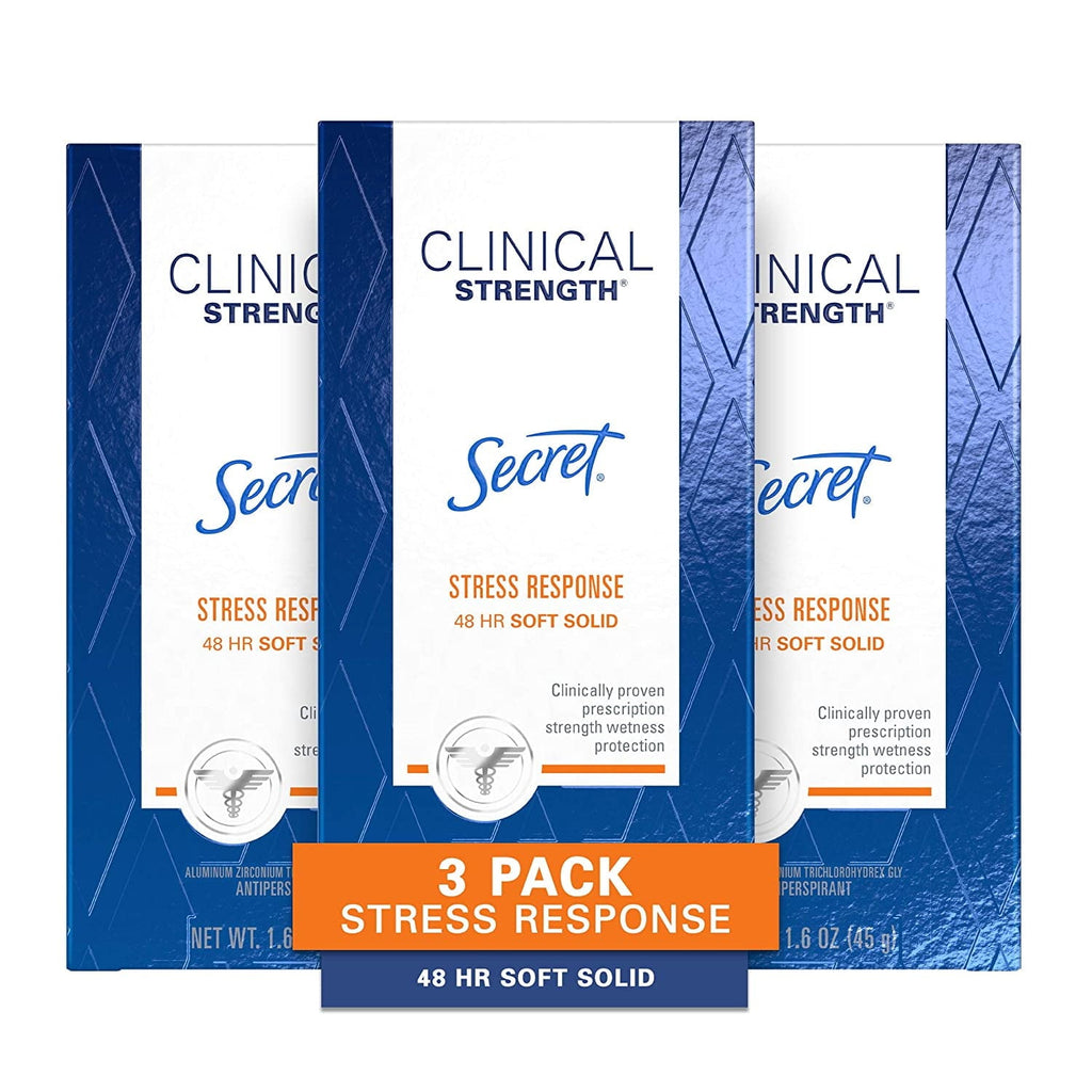 Antiperspirant Clinical Strength Deodorant for Women, Soft Solid, Stress Response, 1.6 Oz, (Pack of 3)