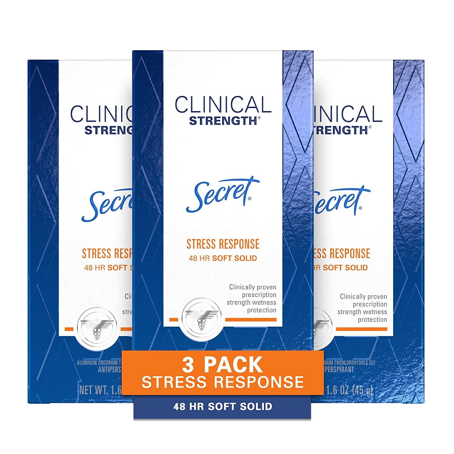 Antiperspirant Clinical Strength Deodorant for Women, Soft Solid, Stress Response, 1.6 Oz, (Pack of 3)