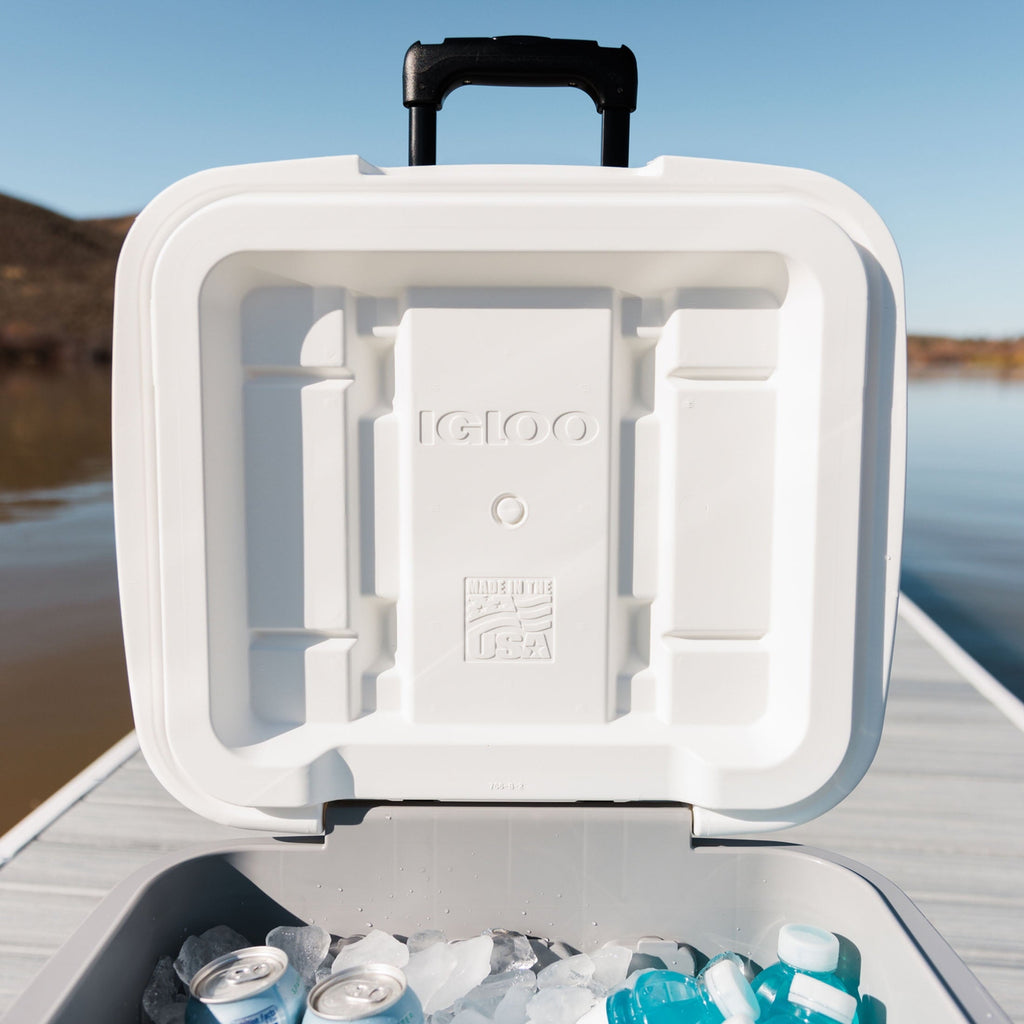 60 QT Marine Ice Chest Cooler with Wheels, White