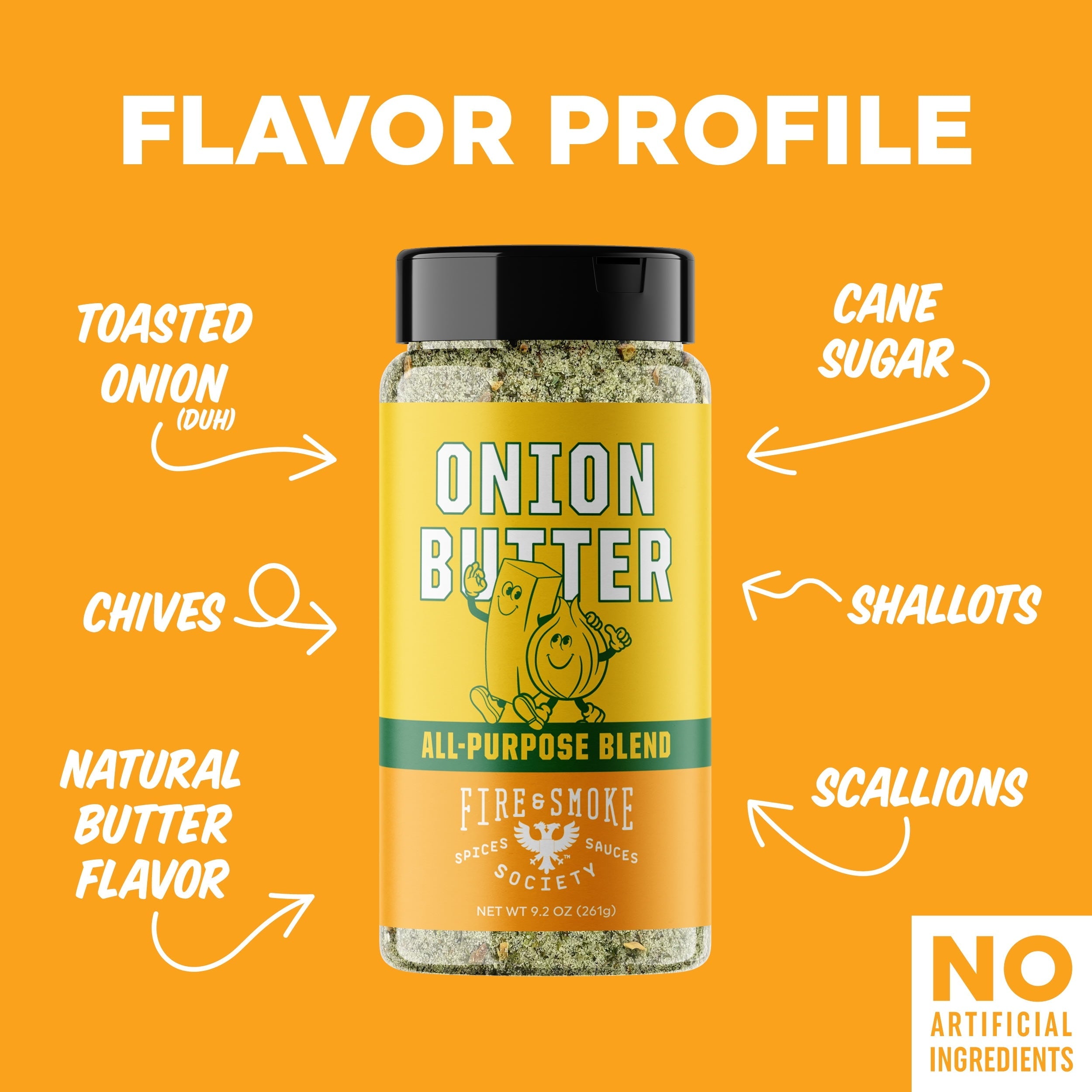 Fire & Smoke Society Onion Butter All Purpose Seasoning Blend, BBQ Rub, 9.2 Ounce Mixed Spices & Seasonings