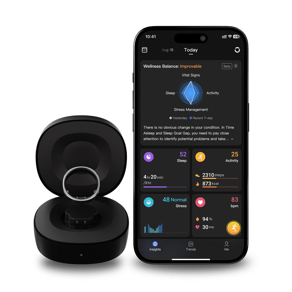 2 Ultra-Thin Smart Ring with Monitoring and Health Tracking (Size 11; Future Silver), 123031101