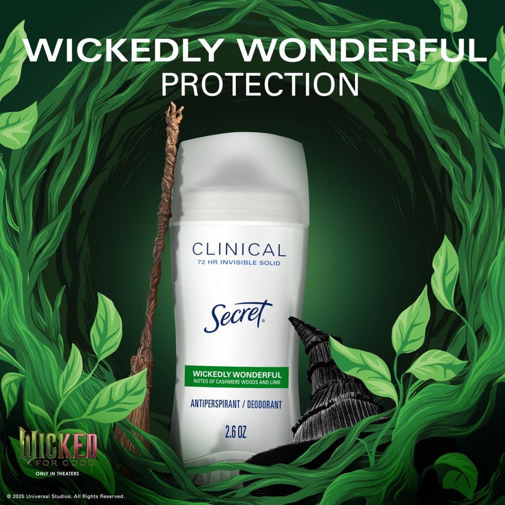Clinical Invisible Solid Antiperspirant & Deodorant for Women, Wickedly Wonderful, Notes of Cashmere, Wood, and Lime, 2.6oz