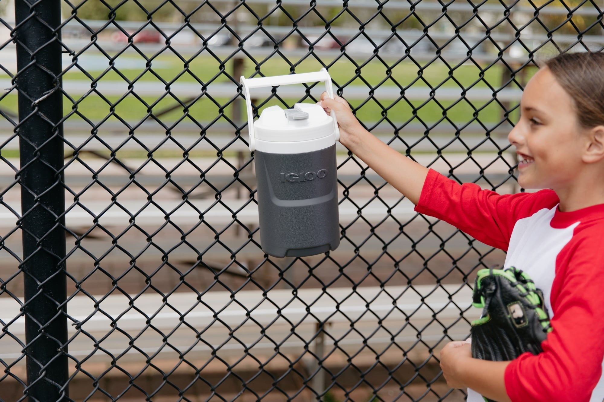1/2 Gallon Sports Beverage Plastic Jug with Hooks, Gray
