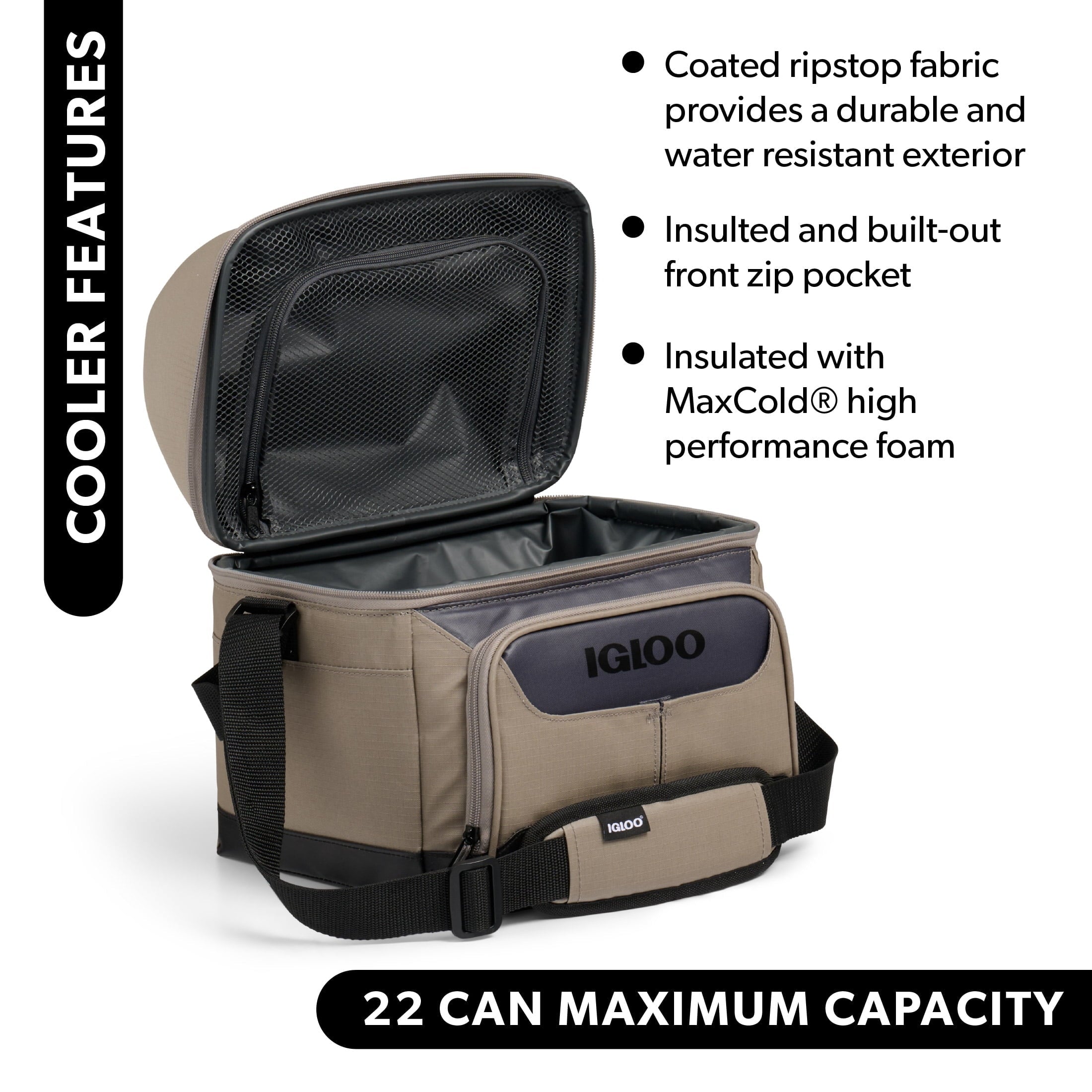 Igloo 22 Can Capacity Trek Gripper Soft Sided Cooler, Sandstone Tan