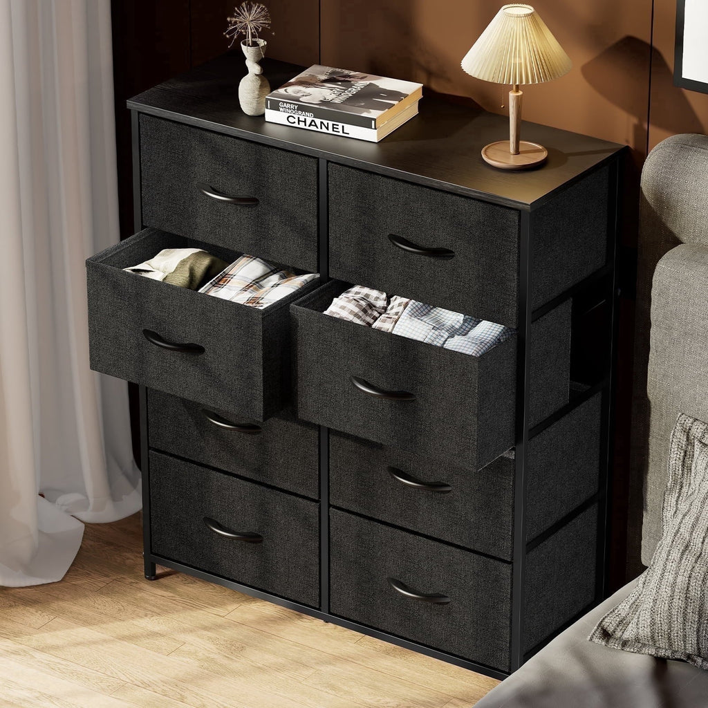 8-Drawer Fabric Dresser Storage Chest for Bedroom, Closet, Entryway, Storage Furniture for Adults, Black