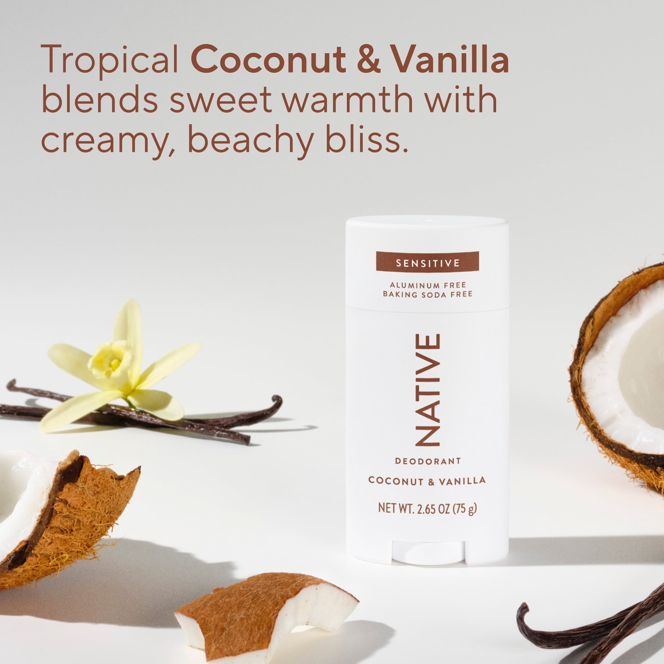 Deodorant, Sensitive, Aluminum Free, Coconut & Vanilla, for Women and Men, 2.65 oz