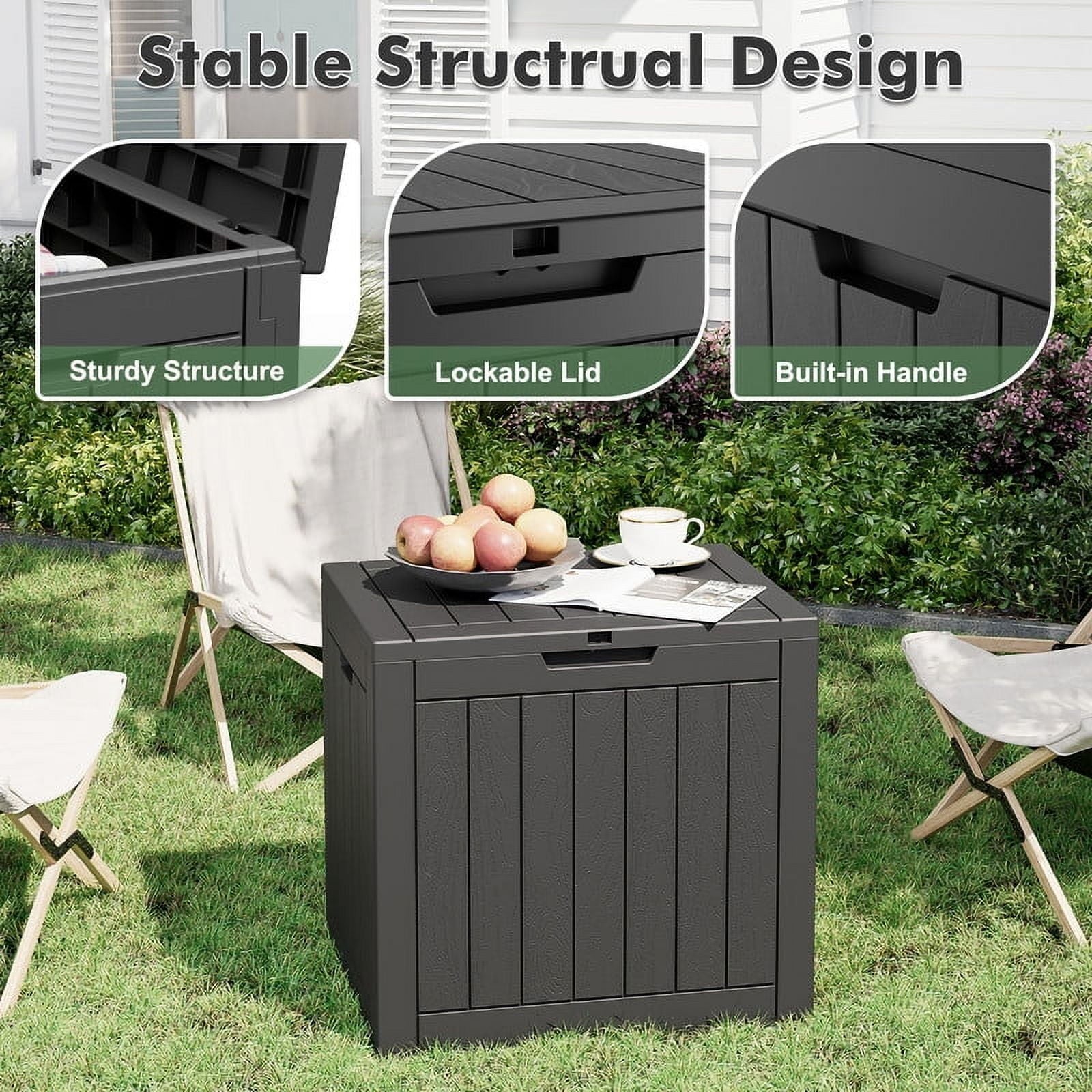 31 Gallon Deck Box, Resin Outdoor Storage Box, and Storage Deck Box for Garden Tools, Supplies, Toys