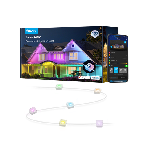 100ft RGBIC Permanent Outdoor Lights with 72 Lights, White version