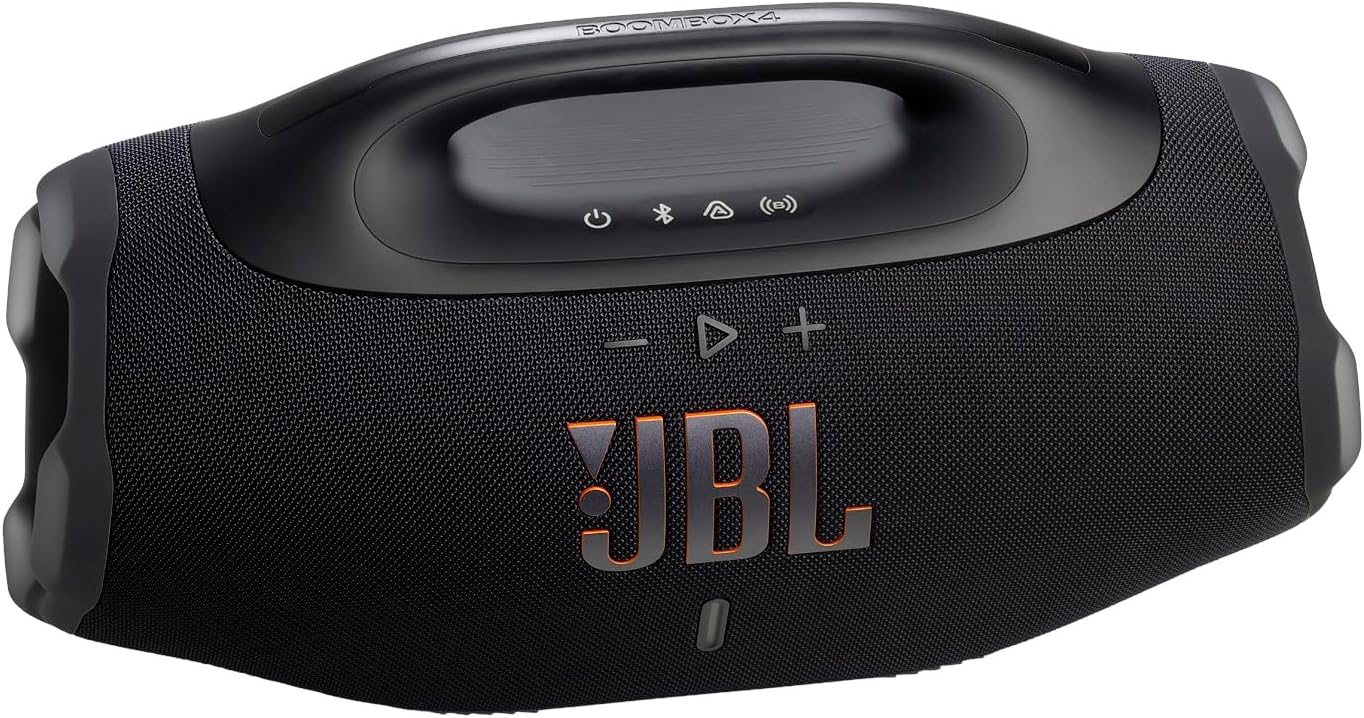 JBL Boombox 4 - Most Powerful Portable Waterproof Speaker with Massive Pro Sound Up to 34 Hours of Playtime & Multi-Speaker Connection by Auracast™ (Black)