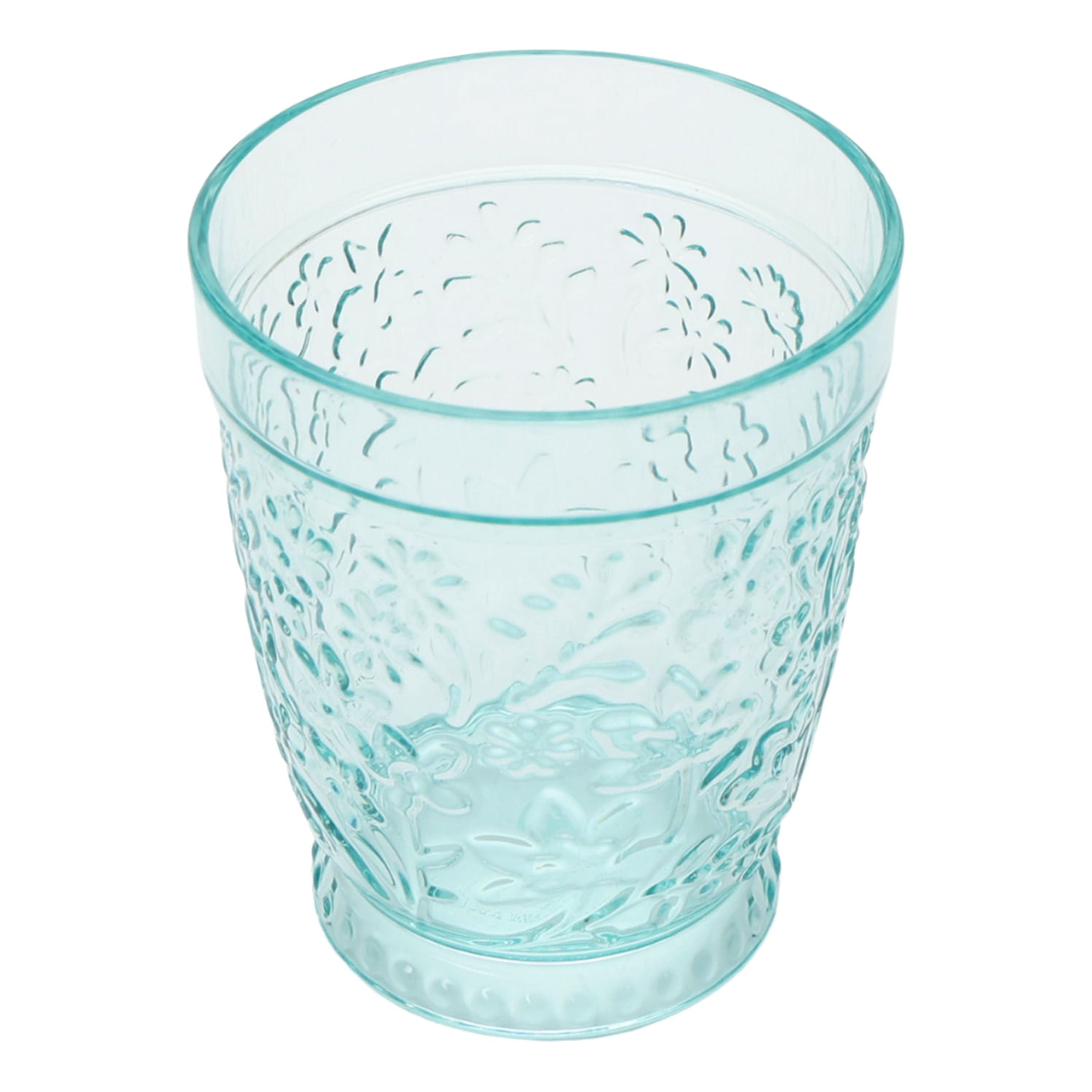 (2 pack) 16-Ounce Embossed Tritan Plastic Ditsy Tumbler, Teal