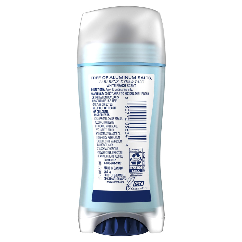 Aluminum Free Women's Deodorant Solid, White Peach, 2.4 oz