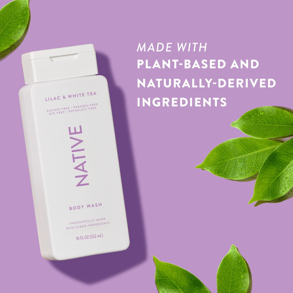 Body Wash, Lilac & White Tea, Sulfate Free, Naturally Derived Ingredients, 24hr Freshness, for Women & Men, 18 fl oz