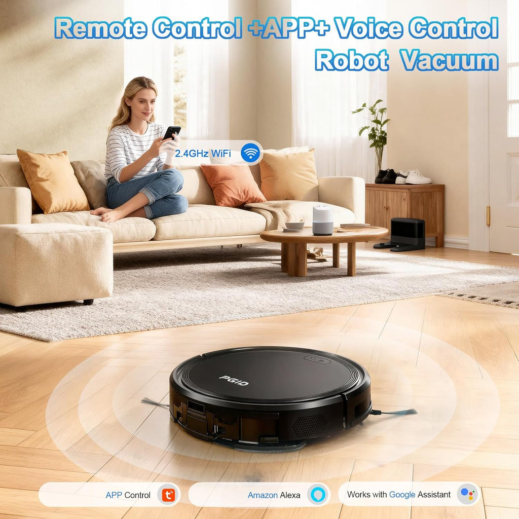 Robot Vacuum and Mop Combo, 2 in 1 Mopping Robotic Vacuum Cleaner w Schedule,Robot Vacuum Self Emptying App/Remote,5000Pa Strong Suction, Slim, Ideal for Hard Floor, Pet Hair (F7s)