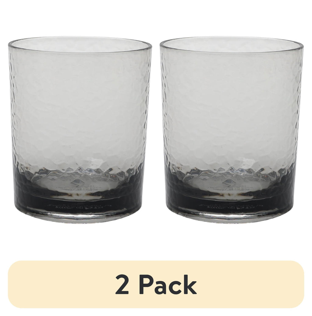 (2 pack) Better Homes & Gardens 14-Ounce Tritan Short Hammered Tumbler, Smoke