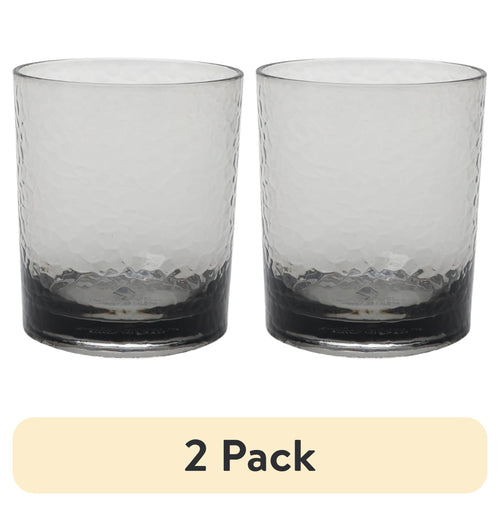 (2 pack) Better Homes & Gardens 14-Ounce Tritan Short Hammered Tumbler, Smoke