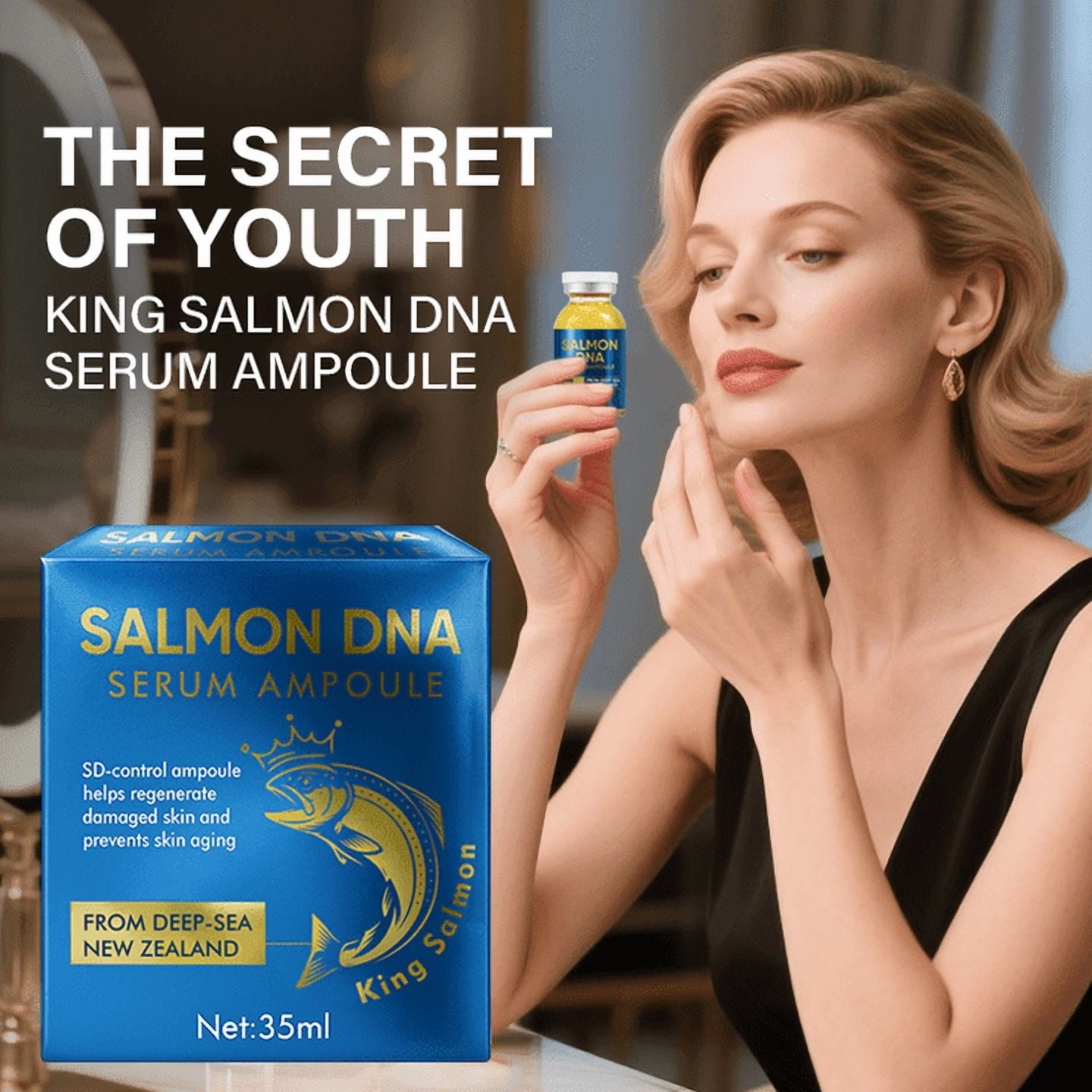 anti-aging essence ampoule bottle -35ml, repair skin, glow, mild and non irritating, support day and night use