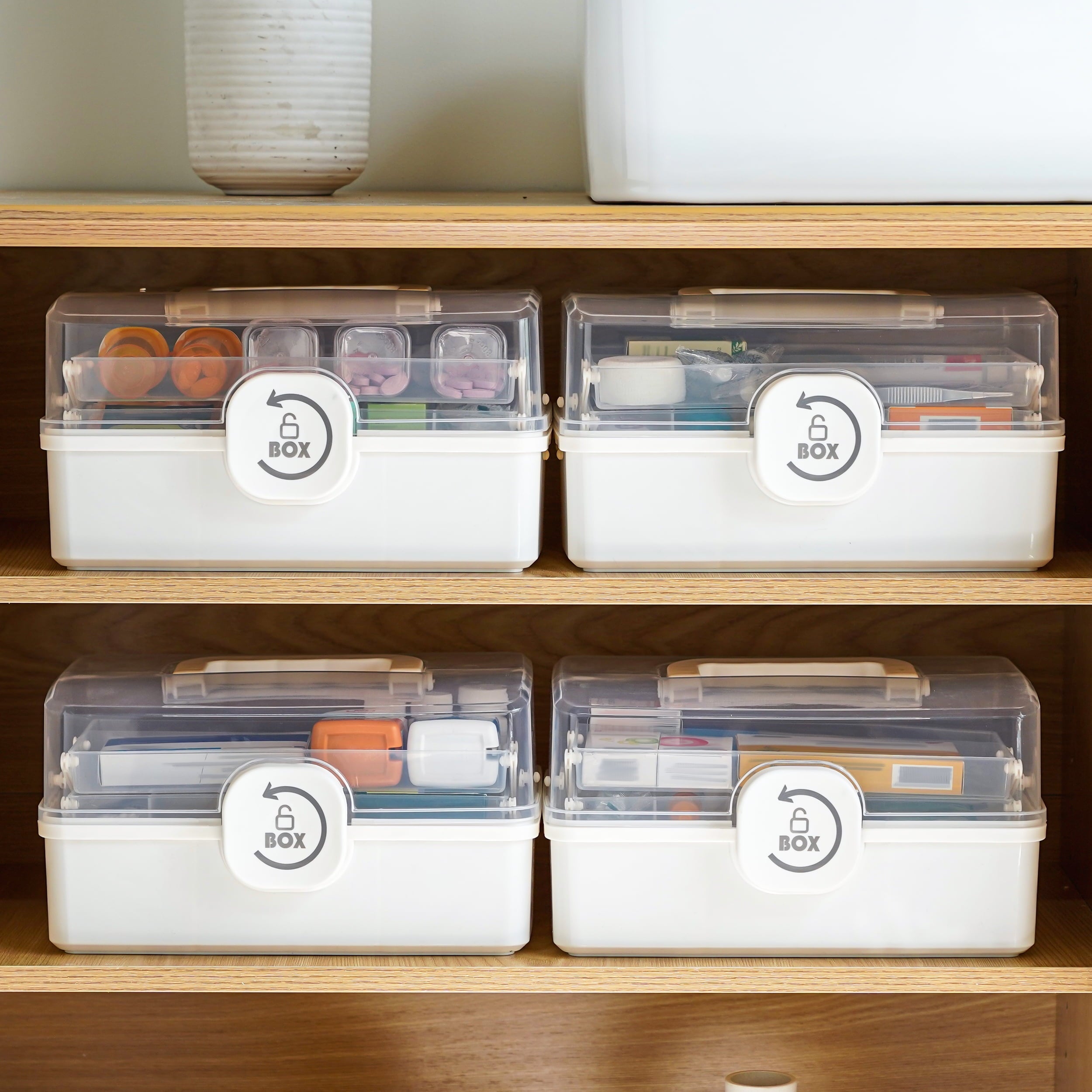 5 Layer storage bins with lid Stack & Carry Box Plastic Handled with Removable Tray for Craft Adult