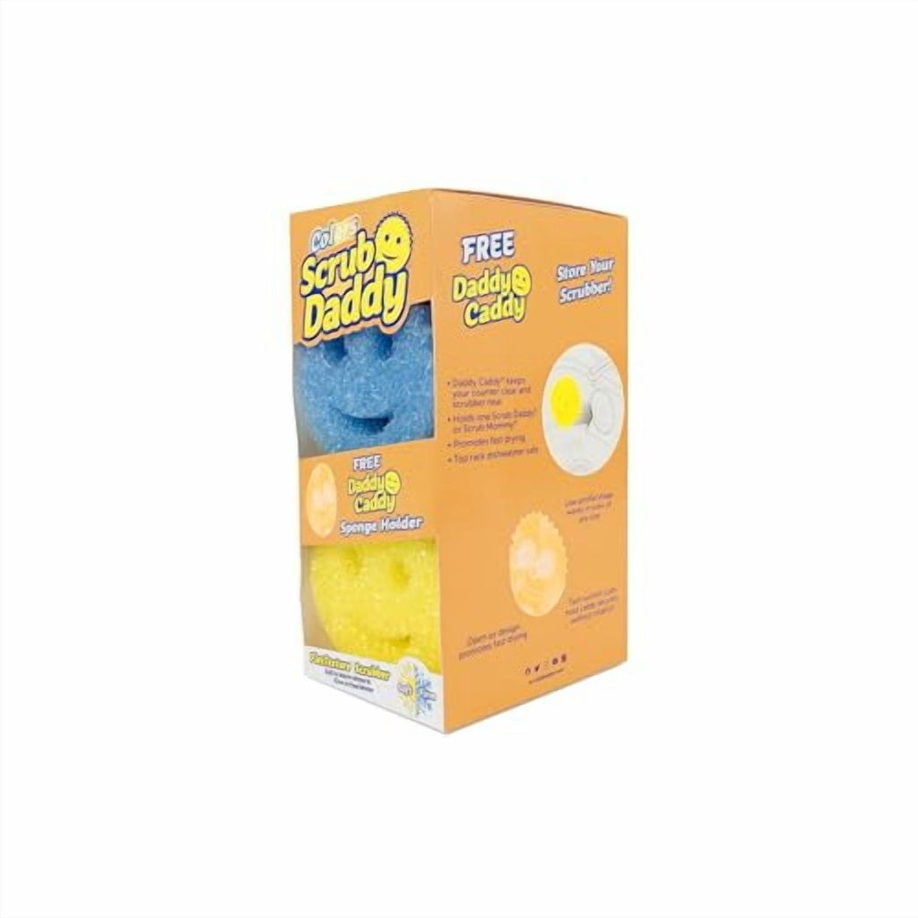 Colors 6ct + Daddy Caddy - Scratch-Free Multipurpose Dish Sponge + Sponge Holder - BPA Free & Made with Polymer Foam - Stain & Odor...