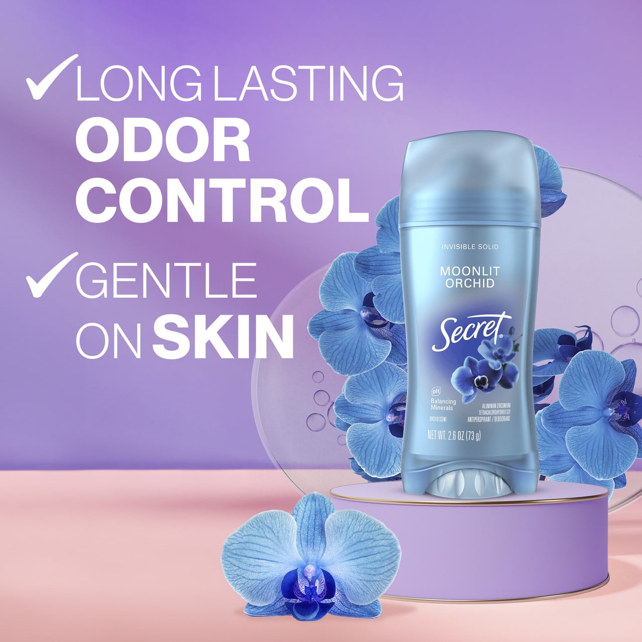 Fresh Invisible Solid Antiperspirant & Deodorant for Women, Moonlit Orchid, 2.6oz