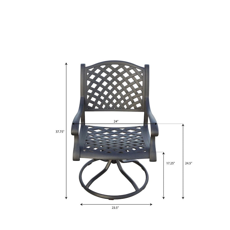 Nassau 11-Piece Patio Dining Set (with 2 Swivel Rockers) and 42 x 92 / 42 x 120 Rectangular Extension Dining Table