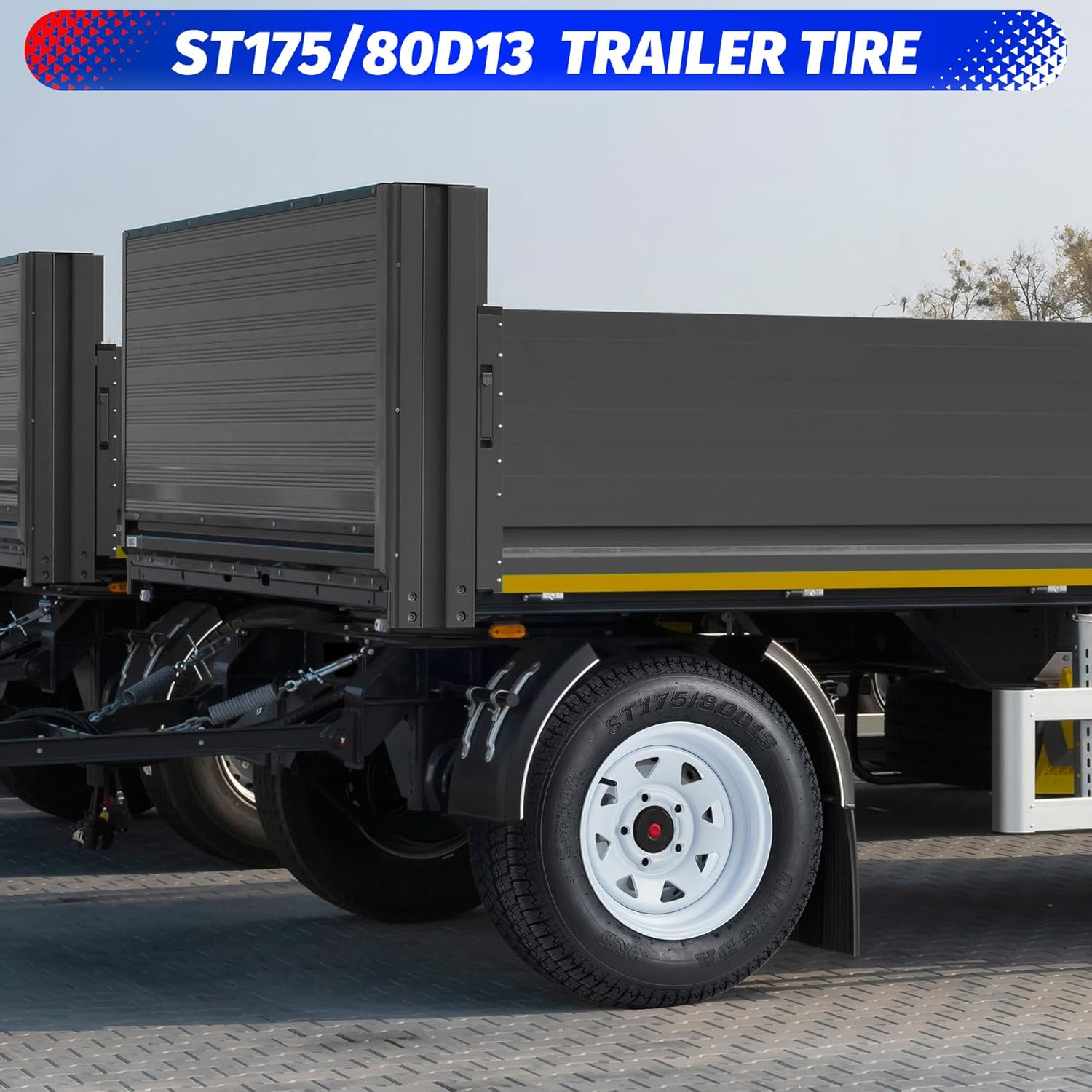 Garvee ST175/80D13 Trailer Tires with 13 in Rims, 5 Lug on 4.5 in, Load Range C, 6PR