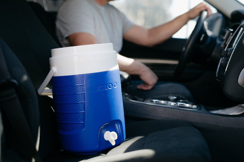 2 Gallon Sports Plastic Beverage Jug with Hooks, Blue