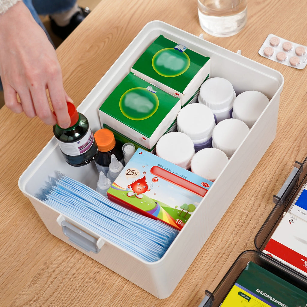 5 Layer storage bins with lid Stack & Carry Box Plastic Handled with Removable Tray for Craft Adult