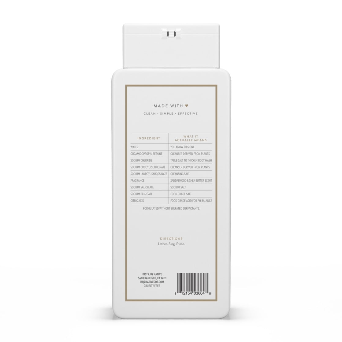 Body Wash, Sulfate Free, Sandalwood & Shea Butter, for Women and Men, 18 fl oz