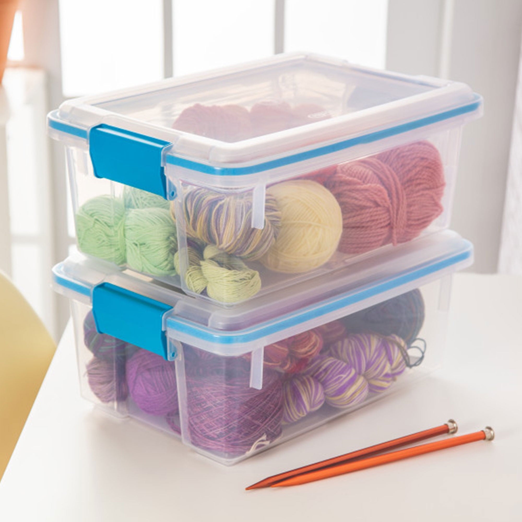 7.5 Quart Clear Plastic Storage Box with Latching Lids, (6 Pack)