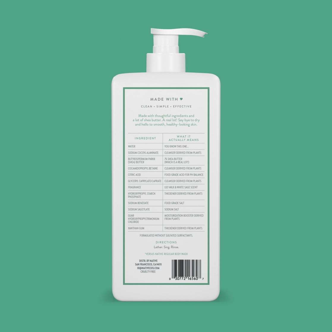 Lily Milk & White Sage Moisturizing Body Wash 18oz
