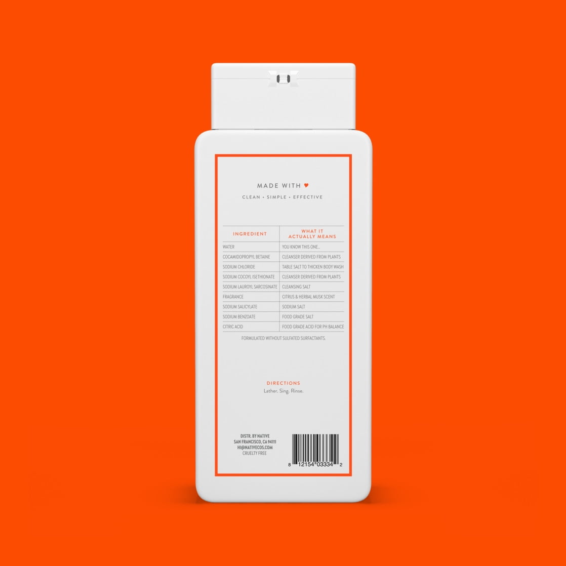 Body Wash, Citrus & Herbal Musk, Sulfate Free, Naturally Derived Ingredients, 24hr Freshness, for Women & Men, 18 fl oz