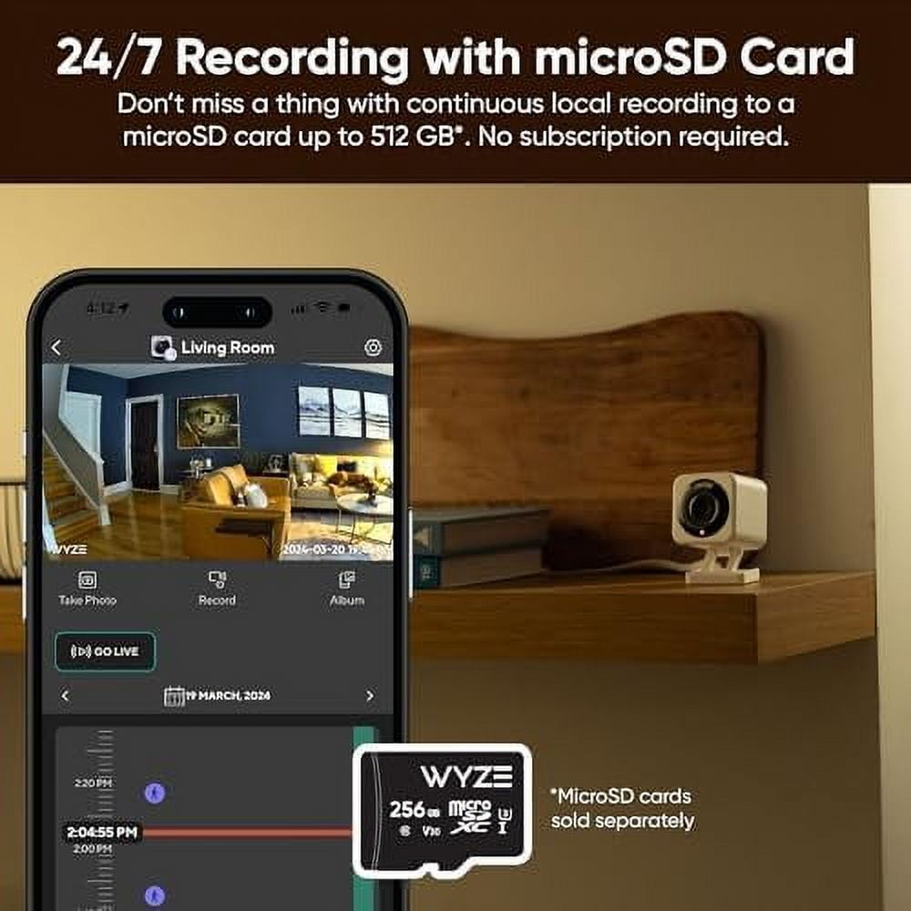 Cam v4 2K HD Wi-Fi Smart Home Security Camera Indoor/Outdoor Pet/Baby Monitor Motion Activated