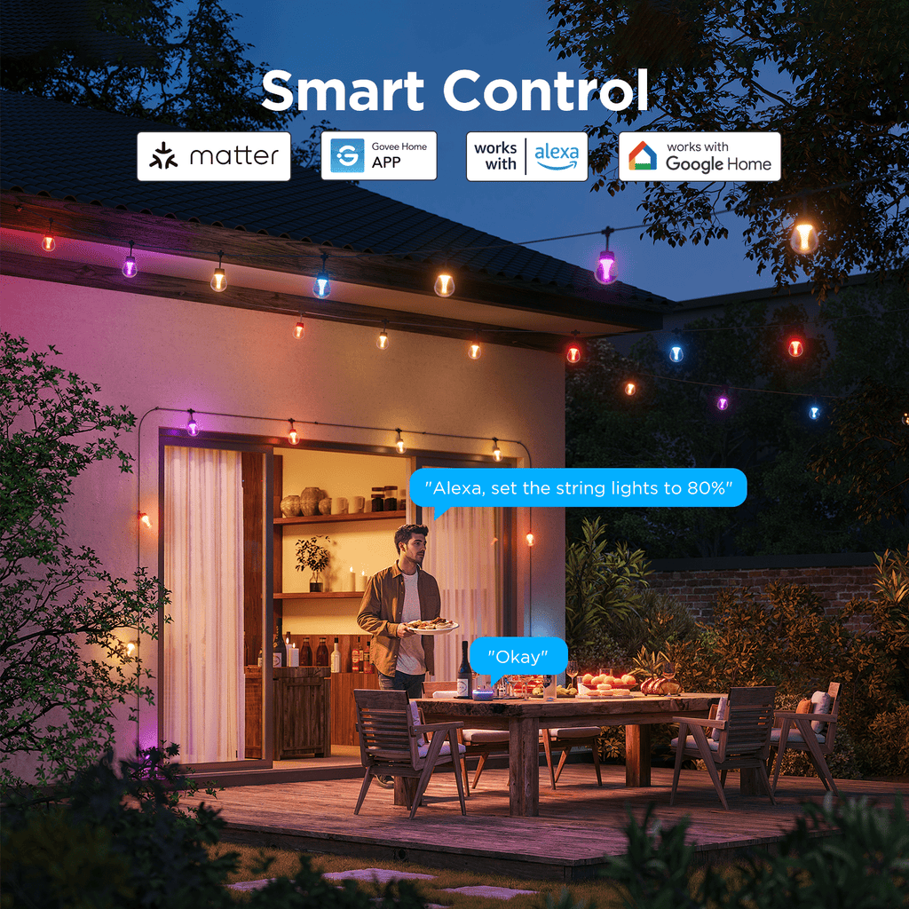 48ft Smart Outdoor Clear Bulb String Lights