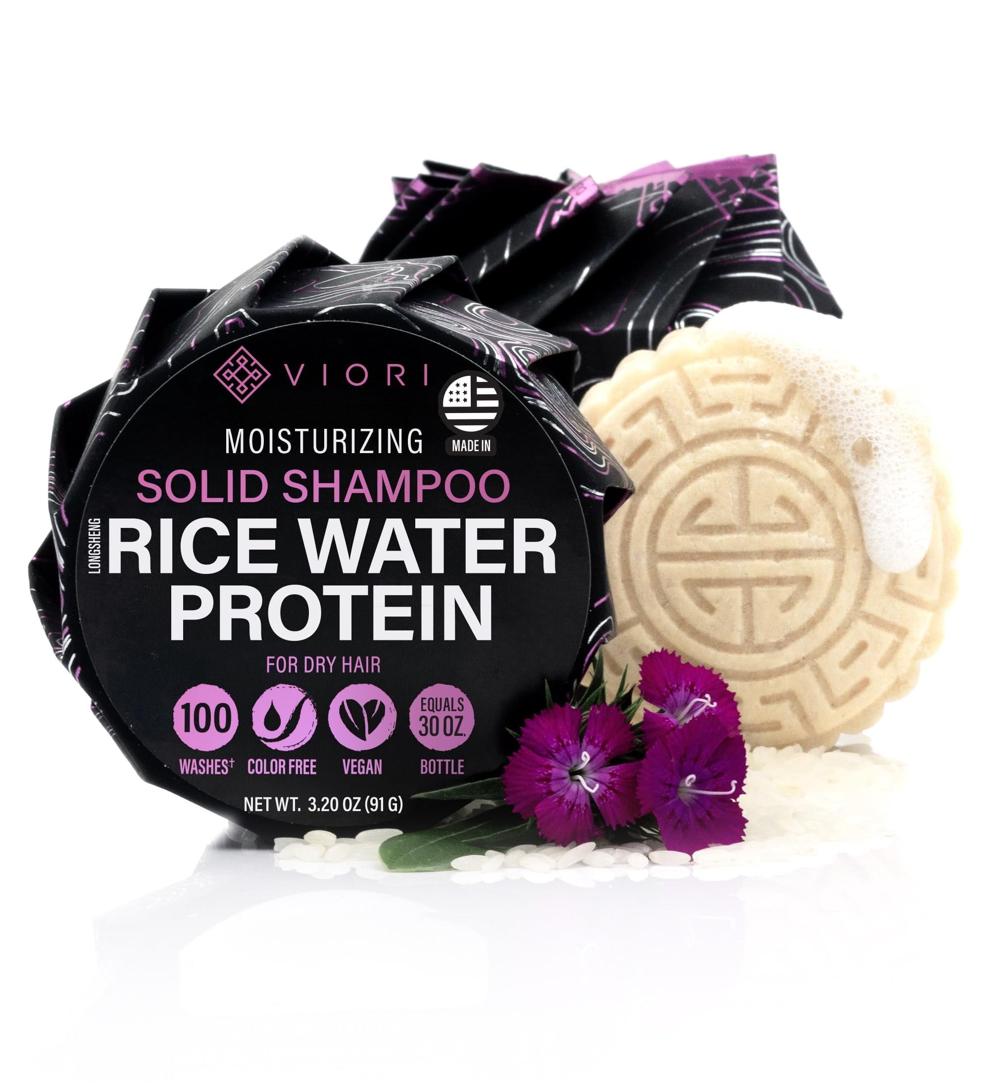 Handcrafted Sulfate Free for Hair Growth Daily Shampoo with Rice Water, Hidden Waterfall, 3.17 oz