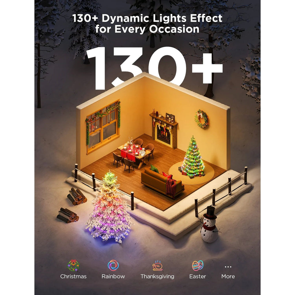 Christmas Lights LED Waterproof Outdoor White 66ft